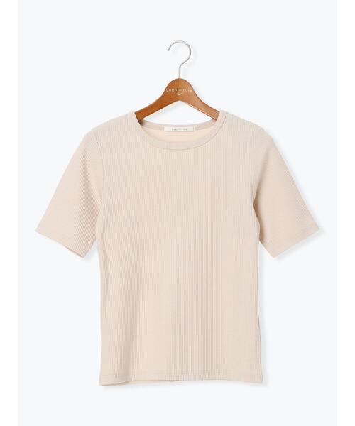 Lugnoncure（ルノンキュール）の「【抗菌防臭】クルーネックリブTシャツ（Tシャツ/カットソー・レディース・オフホワイト/ブラック/ベージュ・F）」の12枚目の写真