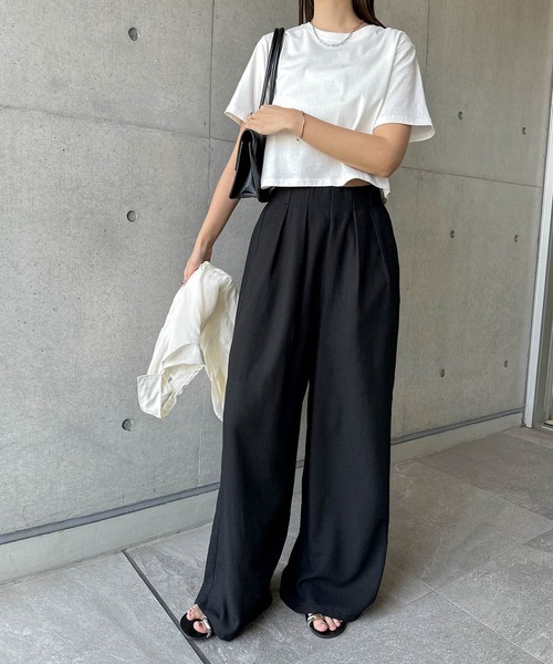andme(アンドミー)の「リネンライクイージーワイドパンツ(その他パンツ・レディース・ダークベージュ/ブラック/キナリ・L/M)」の18枚目の写真