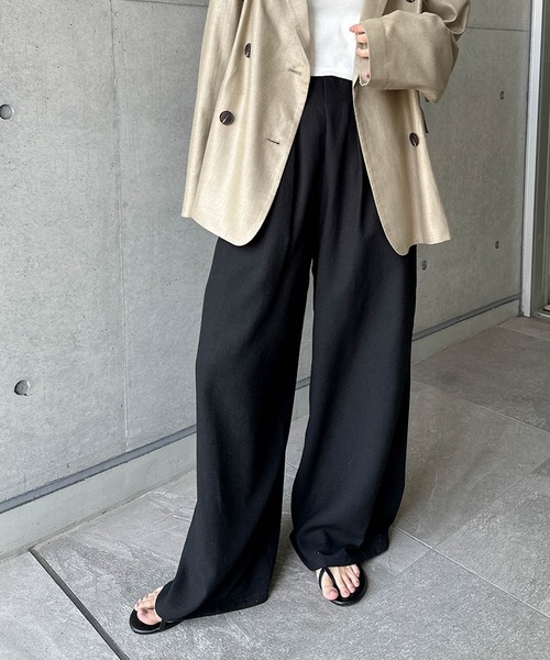 andme(アンドミー)の「リネンライクイージーワイドパンツ(その他パンツ・レディース・ダークベージュ/ブラック/キナリ・L/M)」の22枚目の写真