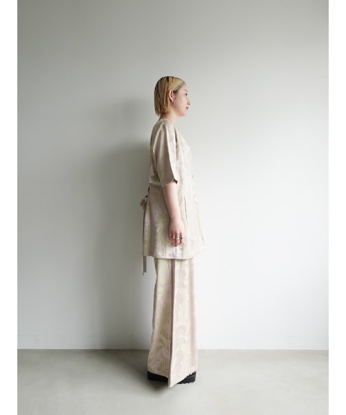 Satin Jacquard Collarless Jacket｜サテンジャガードカラーレス
