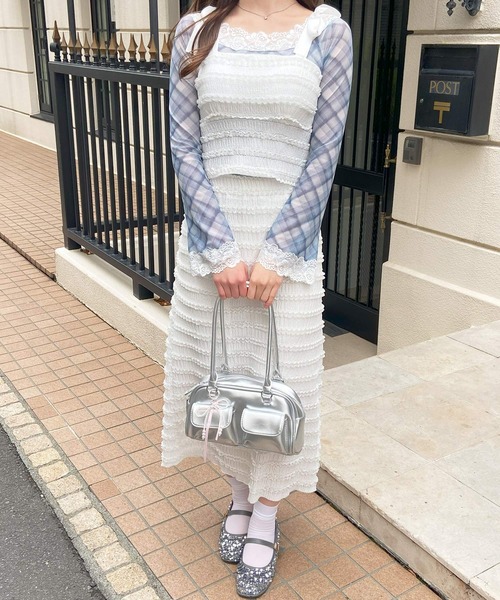 frunco(フランコ)の「ガーリーキャミセットアップ(その他トップス・レディース・ピンク/ホワイト/ブルー・FREE)」の10枚目の写真