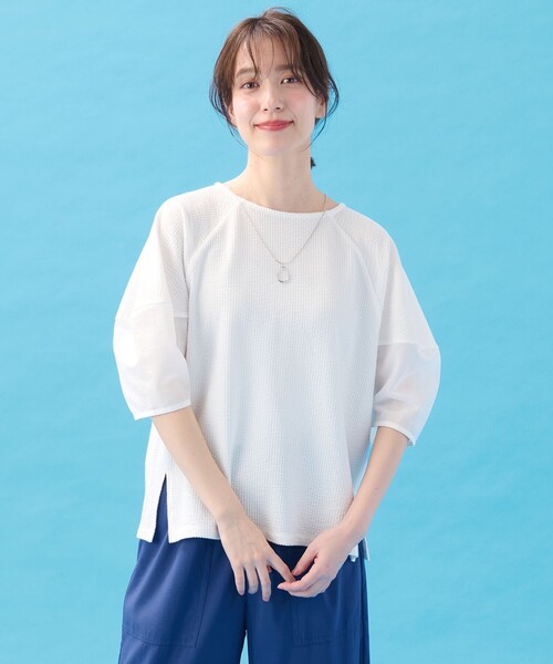 ANY(エニィ)の「サッカーランタンスリーブプルオーバー(Tシャツ/カットソー・レディース・ブラック系/イエロー系/ホワイト系・4)」の1枚目の写真