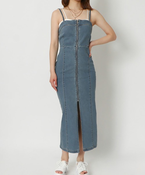 GORGE(ゴージ)の「《スリット×タイトライン》レディース デニムロングワンピース ジップデザイン 春夏秋(ワンピース・レディース・ブラック/ブルー・F)」の6枚目の写真