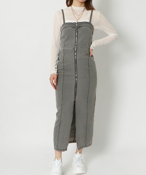 GORGE(ゴージ)の「《スリット×タイトライン》レディース デニムロングワンピース ジップデザイン 春夏秋(ワンピース・レディース・ブラック/ブルー・F)」の8枚目の写真