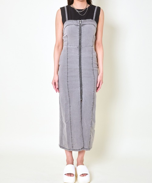 GORGE(ゴージ)の「《スリット×タイトライン》レディース デニムロングワンピース ジップデザイン 春夏秋(ワンピース・レディース・ブラック/ブルー・F)」の10枚目の写真