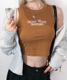 フロントレタリングロゴ ショートタンクトップ