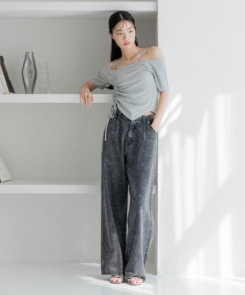 Heather（ヘザー）の「ドロストデザインカットTEE　452797（Tシャツ/カットソー・レディース・ブラック/グレー/アイボリー・FREE）」の17枚目の写真