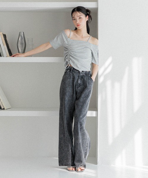 Heather（ヘザー）の「ドロストデザインカットTEE　452797（Tシャツ/カットソー・レディース・ブラック/グレー/アイボリー・FREE）」の18枚目の写真