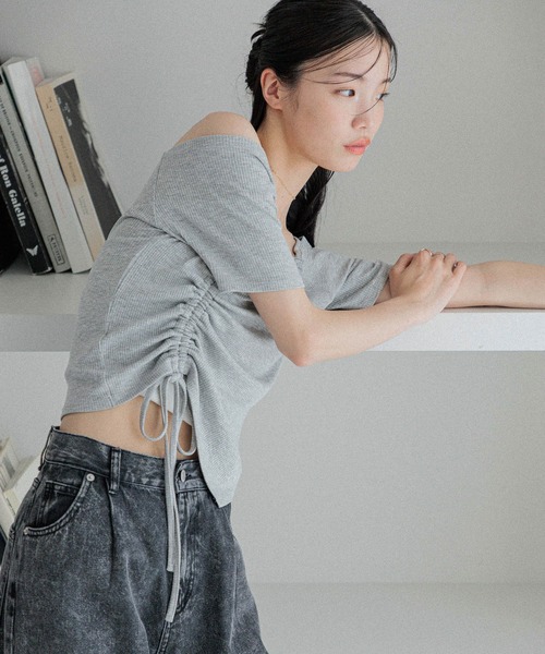 Heather（ヘザー）の「ドロストデザインカットTEE　452797（Tシャツ/カットソー・レディース・ブラック/グレー/アイボリー・FREE）」の12枚目の写真