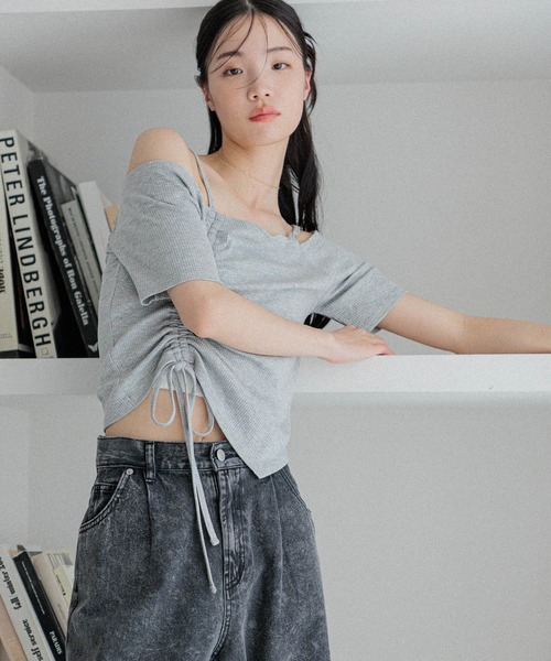 Heather（ヘザー）の「ドロストデザインカットTEE　452797（Tシャツ/カットソー・レディース・ブラック/グレー/アイボリー・FREE）」の14枚目の写真