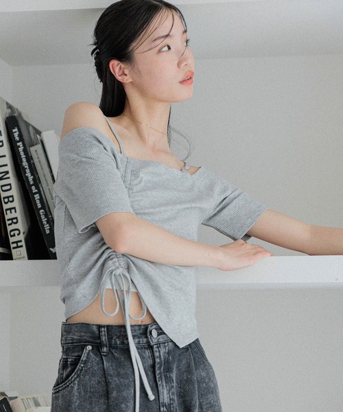 Heather（ヘザー）の「ドロストデザインカットTEE　452797（Tシャツ/カットソー・レディース・ブラック/グレー/アイボリー・FREE）」の15枚目の写真