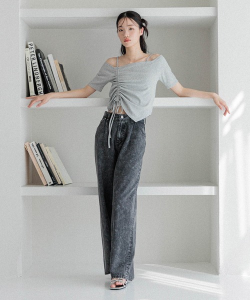 Heather（ヘザー）の「ドロストデザインカットTEE　452797（Tシャツ/カットソー・レディース・ブラック/グレー/アイボリー・FREE）」の19枚目の写真