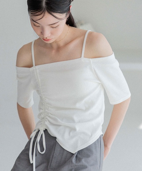 Heather（ヘザー）の「ドロストデザインカットTEE　452797（Tシャツ/カットソー・レディース・ブラック/グレー/アイボリー・FREE）」の7枚目の写真