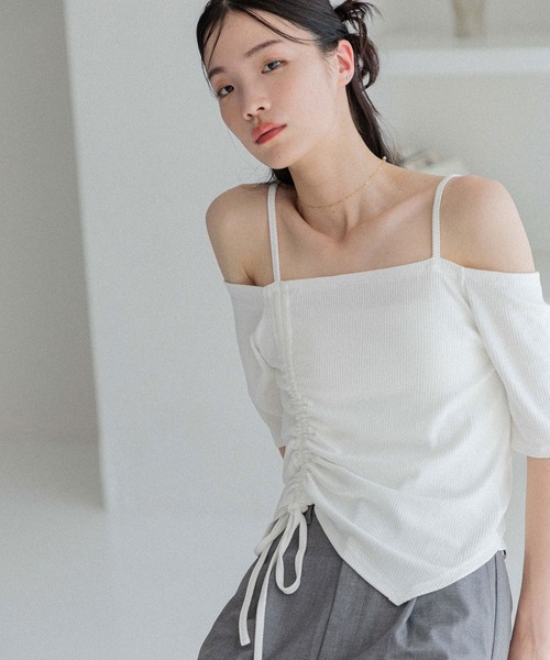 Heather（ヘザー）の「ドロストデザインカットTEE　452797（Tシャツ/カットソー・レディース・ブラック/グレー/アイボリー・FREE）」の8枚目の写真