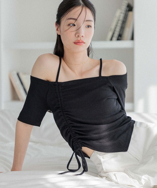 Heather（ヘザー）の「ドロストデザインカットTEE　452797（Tシャツ/カットソー・レディース・ブラック/グレー/アイボリー・FREE）」の22枚目の写真