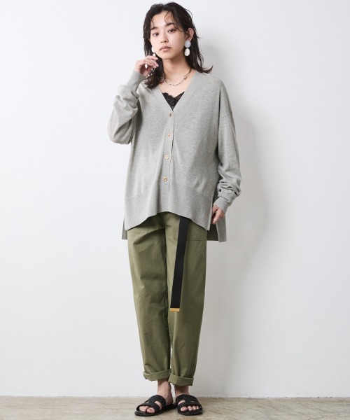 CHIC STYLE（シックスタイル）の「綿レーヨンハイツイストVネックニットカーディガン＜大きいサイズ有＞シックスタイル（カーディガン/ボレロ・レディース・グレー/ブラウン/ブラック・L/M/5L/4L/3L/LL）」の10枚目の写真