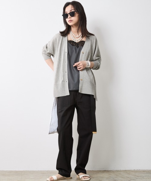 CHIC STYLE（シックスタイル）の「綿レーヨンハイツイストVネックニットカーディガン＜大きいサイズ有＞シックスタイル（カーディガン/ボレロ・レディース・グレー/ブラウン/ブラック・L/M/5L/4L/3L/LL）」の15枚目の写真