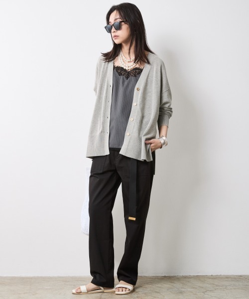 CHIC STYLE（シックスタイル）の「綿レーヨンハイツイストVネックニットカーディガン＜大きいサイズ有＞シックスタイル（カーディガン/ボレロ・レディース・グレー/ブラウン/ブラック・L/M/5L/4L/3L/LL）」の16枚目の写真