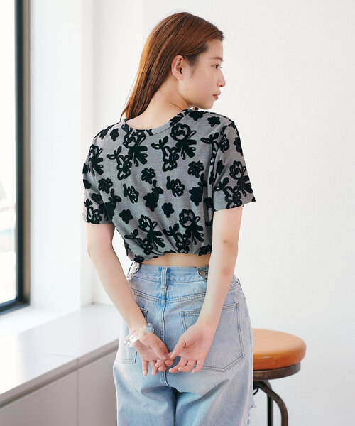 Kastane（カスタネ）の「フロッキーフラワーチビTEE（Tシャツ/カットソー・レディース・イエロー/ブラック・FREE）」の5枚目の写真