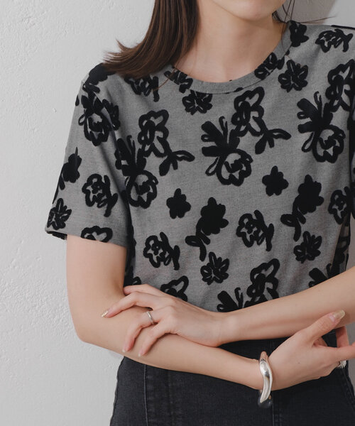 Kastane（カスタネ）の「フロッキーフラワーチビTEE（Tシャツ/カットソー・レディース・イエロー/ブラック・FREE）」の10枚目の写真