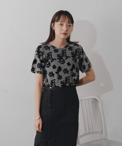 Kastane（カスタネ）の「フロッキーフラワーチビTEE（Tシャツ/カットソー・レディース・イエロー/ブラック・FREE）」の12枚目の写真