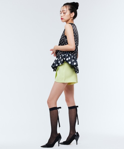 Narcissus（ナルシス）の「ドットバルーントップス/サテンノースリーブ《動画あり》（タンクトップ・レディース・ホワイト/ブラック・FREE）」の10枚目の写真