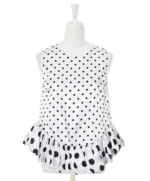 Narcissus（ナルシス）の「ドットバルーントップス/サテンノースリーブ《動画あり》（タンクトップ・レディース・ホワイト/ブラック・FREE）」の12枚目の写真