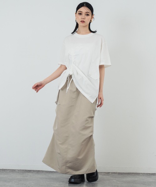 ANAP（アナップ）の「ドロスト ドッキング デザイン Tシャツ（Tシャツ/カットソー・レディース・ホワイト/ベージュ/ブラック・FREE）」の17枚目の写真