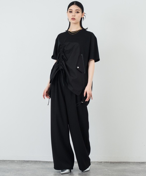 ANAP（アナップ）の「ドロスト ドッキング デザイン Tシャツ（Tシャツ/カットソー・レディース・ホワイト/ベージュ/ブラック・FREE）」の11枚目の写真
