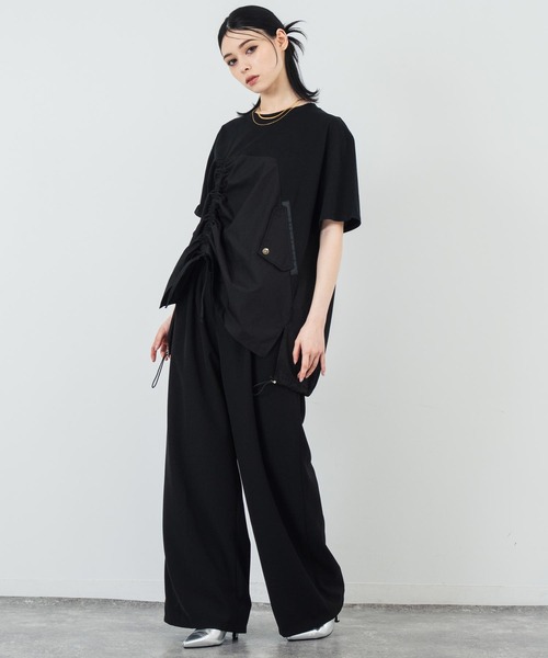 ANAP（アナップ）の「ドロスト ドッキング デザイン Tシャツ（Tシャツ/カットソー・レディース・ホワイト/ベージュ/ブラック・FREE）」の12枚目の写真