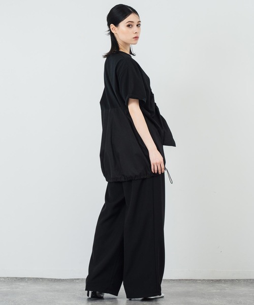 ANAP（アナップ）の「ドロスト ドッキング デザイン Tシャツ（Tシャツ/カットソー・レディース・ホワイト/ベージュ/ブラック・FREE）」の13枚目の写真