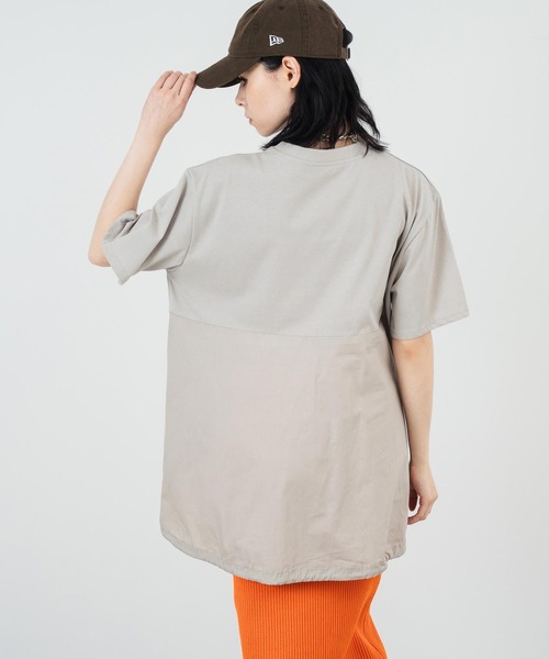 ANAP（アナップ）の「ドロスト ドッキング デザイン Tシャツ（Tシャツ/カットソー・レディース・ホワイト/ベージュ/ブラック・FREE）」の7枚目の写真