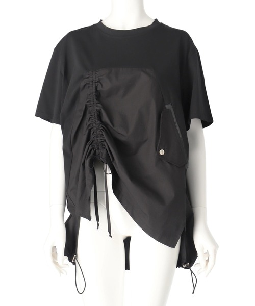 ANAP（アナップ）の「ドロスト ドッキング デザイン Tシャツ（Tシャツ/カットソー・レディース・ホワイト/ベージュ/ブラック・FREE）」の22枚目の写真