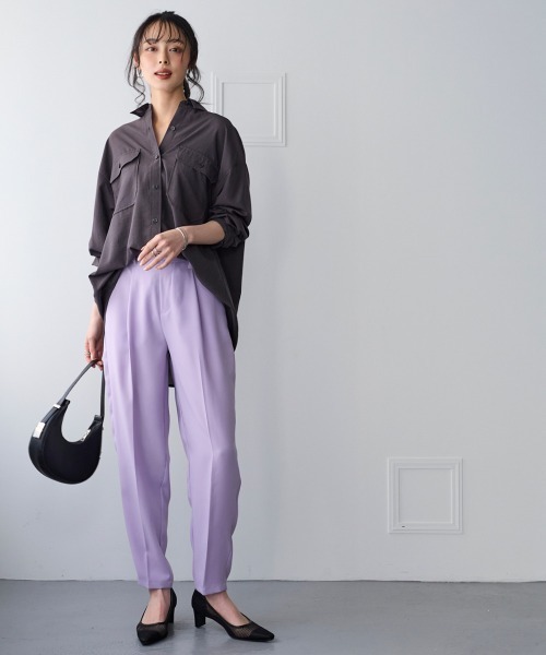 SMILE LAND（スマイルランド）の「＜大きいサイズ＞【美極シャツ】ダブルポケットニューノーマルシャツ（シャツ/ブラウス・レディース・ベージュ/サーモンピンク/チャコール/サックスブルー・3L/LL/L/5L/4L）」の18枚目の写真