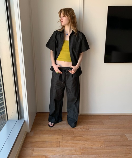 chuclla(チュクラ)の「【LONSLAN】ライトデニムライク イージーワイドパンツ CHLONW25s034(その他パンツ・レディース・ライトブルー/ブラック・S/M)」の5枚目の写真