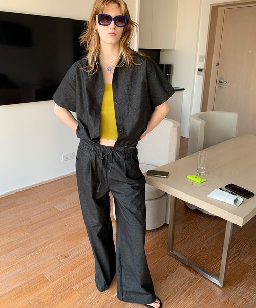 chuclla(チュクラ)の「【LONSLAN】ライトデニムライク イージーワイドパンツ CHLONW25s034(その他パンツ・レディース・ライトブルー/ブラック・S/M)」の11枚目の写真