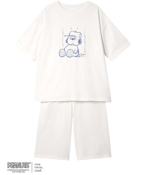 une nana cool（ウンナナクール）の「【綿混】やわらか天竺パジャマ PEANUTS × une nana cool（ルームウェア/パジャマ・レディース・グレー/アイボリー・M/L）」の2枚目の写真