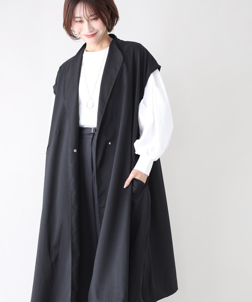 Ehre style(エーレスタイル)の「二の腕隠しも!縦ラインスッキリオーバージレ(ワンピース・レディース・ベージュ/ブラック・FREE)」の15枚目の写真