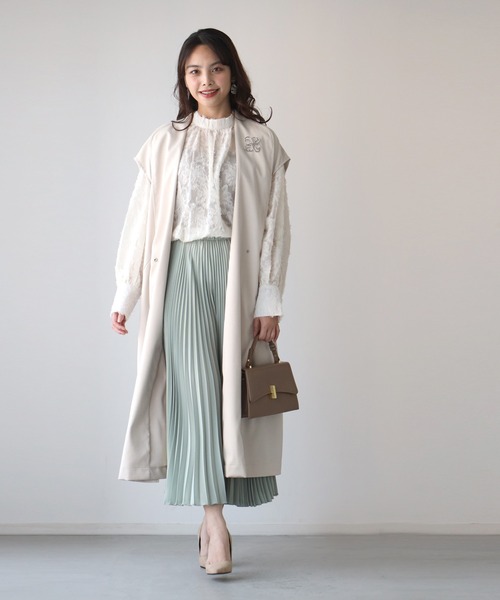 Ehre style(エーレスタイル)の「二の腕隠しも!縦ラインスッキリオーバージレ(ワンピース・レディース・ベージュ/ブラック・FREE)」の16枚目の写真