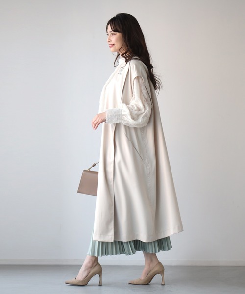 Ehre style(エーレスタイル)の「二の腕隠しも!縦ラインスッキリオーバージレ(ワンピース・レディース・ベージュ/ブラック・FREE)」の8枚目の写真