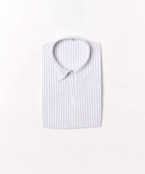 m.f.editorial（エムエフエディトリアル）の「【ストレッチ 形態安定 透け防止 UVカット】m.f.エディトリアル レディース スキッパーカラー 半袖 ブラウス（ビジネスシャツ・レディース・グレー・MEDIUM/LARGE）」の11枚目の写真