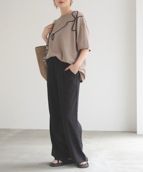 HusHusH（ハッシュアッシュ）の「HusHusH コード刺繍Tシャツ（Tシャツ/カットソー・レディース・オフホワイト/チャコールグレー/ベージュ・M/L）」の18枚目の写真