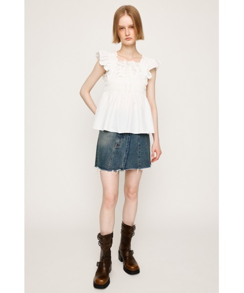 SLY（スライ）の「RIBBON ARM FRILL TOPS リボン アーム フリル トップス 夏服（シャツ/ブラウス・レディース・オフホワイト/ブラック/ライトブルー・FREE）」の18枚目の写真