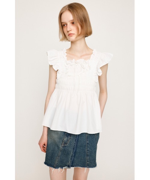 SLY（スライ）の「RIBBON ARM FRILL TOPS リボン アーム フリル トップス 夏服（シャツ/ブラウス・レディース・オフホワイト/ブラック/ライトブルー・FREE）」の17枚目の写真