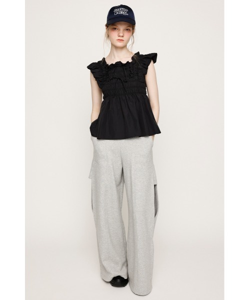 セール】RIBBON ARM FRILL TOPS リボン アーム フリル トップス 夏服