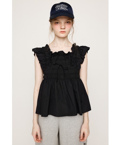 SLY（スライ）の「RIBBON ARM FRILL TOPS リボン アーム フリル トップス 夏服（シャツ/ブラウス・レディース・オフホワイト/ブラック/ライトブルー・FREE）」の12枚目の写真