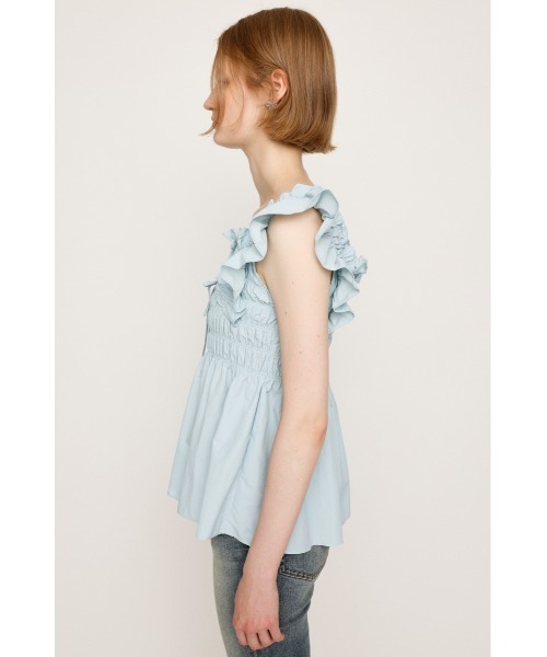 SLY（スライ）の「RIBBON ARM FRILL TOPS リボン アーム フリル トップス 夏服（シャツ/ブラウス・レディース・オフホワイト/ブラック/ライトブルー・FREE）」の7枚目の写真