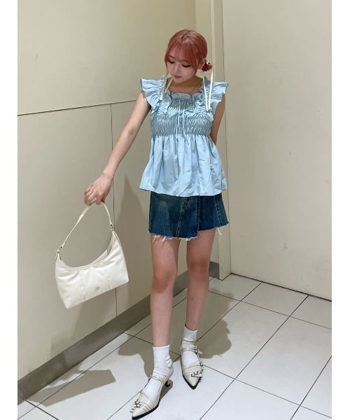 夏にぴったりストライプリボントップス♪フリル袖が魅力的 楽天市場】【SALE】 ストライプフリルブラウス レディース