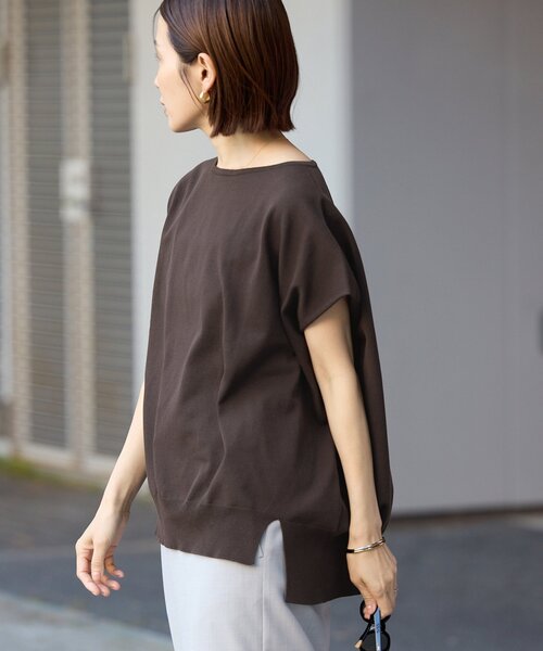 IENA（イエナ）の「《WEB限定/追加5》 コットンストレッチ NEOワイドクループルオーバー（ニット/セーター・レディース・アイボリー/ラベンダー/チャコールグレー・FREE）」の20枚目の写真