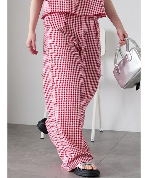 ehka sopo(エヘカソポ)の「ギンガムチェックタックパンツ(その他パンツ・レディース・レッド/パープル/ブラック・F)」の3枚目の写真